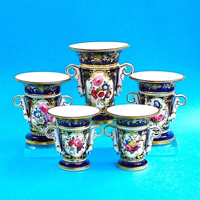 Item No. 1787 – Suite of five English porcelain vases