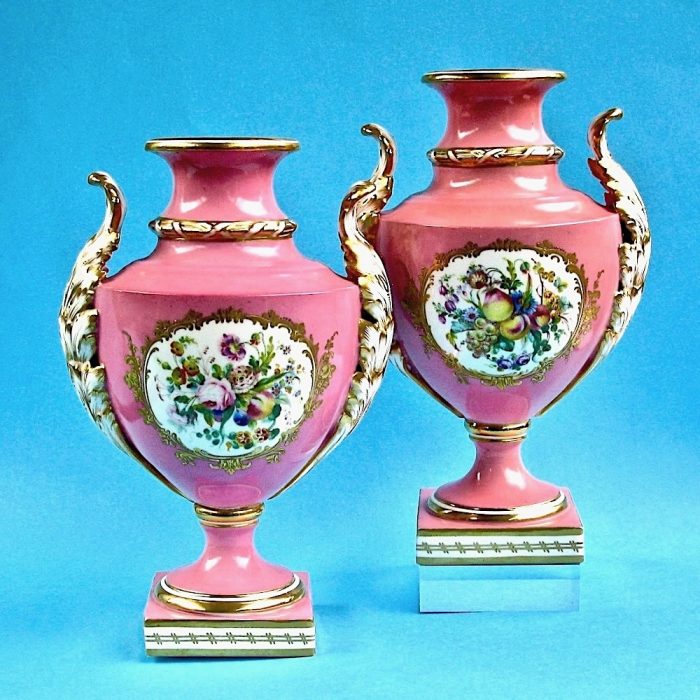 Item No. 2016 – Pair of Coalport ” Coalbrookdale ” vases